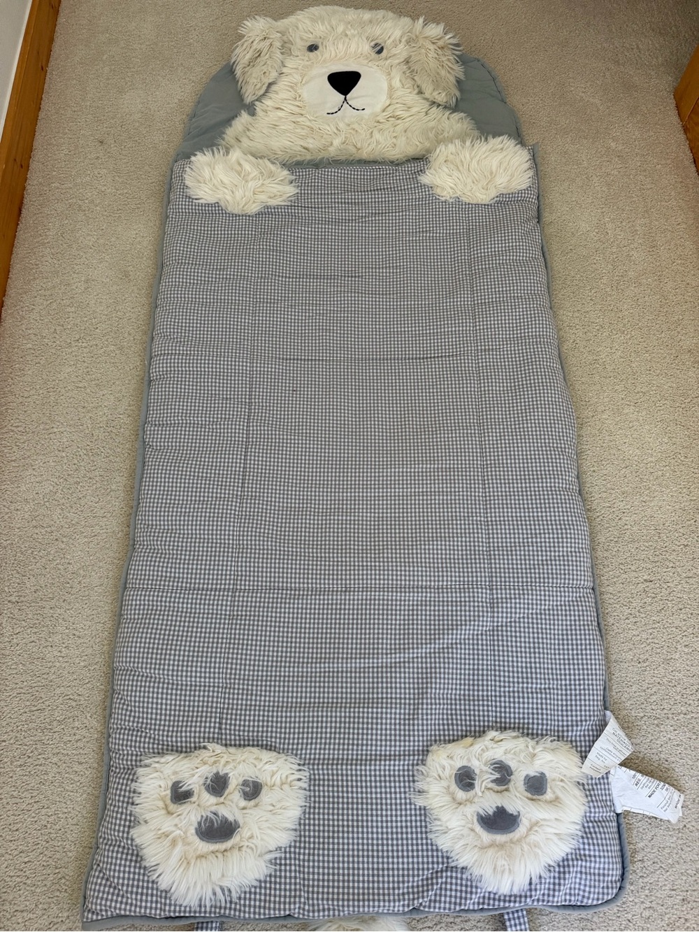 Pottery Barn Kids Gray Bear Plush Sleeping Bag